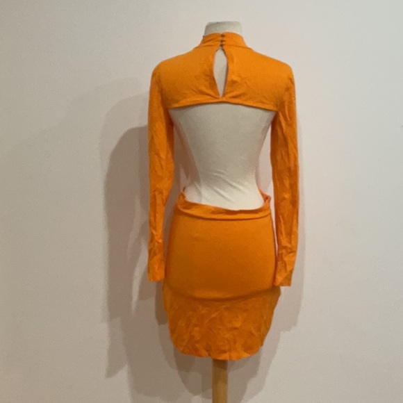 H:ours Antonella Mini Dress in Bright Orange, Size: M - Picture 7 of 7